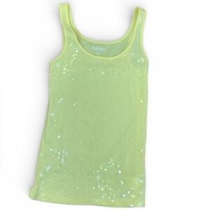 Old Navy Yellow Sequin Tank Top Neon Lime Sparkle Sleeveless Size M